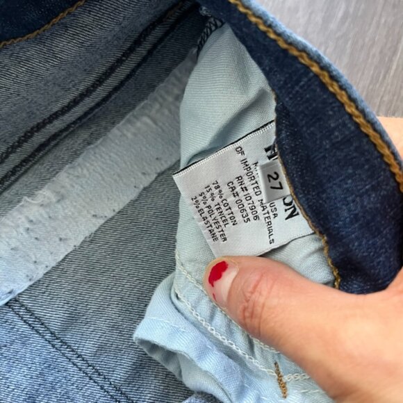 Hudson Jeans Dark Blue Mid-Rise Skinny Jeans with Raw Hem - Picture 9 of 12